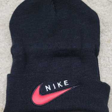 Vintage 1990s Black Red Nike Swoosh Beanie RARE NE