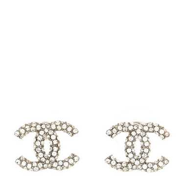 CHANEL Crystal CC Earrings Silver