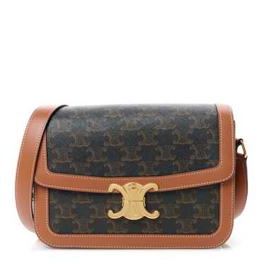 CELINE Triomphe Canvas Calfskin Medium Triomphe Ba