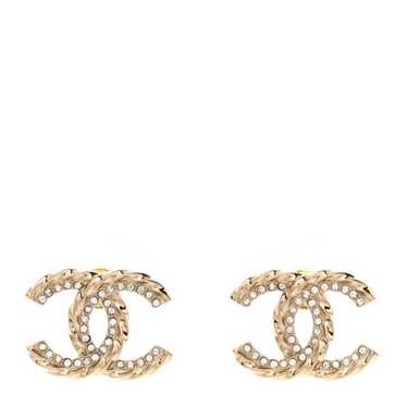 CHANEL Crystal CC Earrings Gold