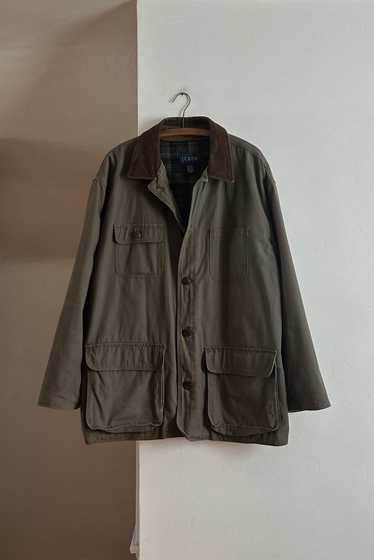 1990's J CREW OLIVE CANVAS BARN JACKET | REMOVABLE