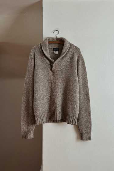 1990's LANDS END MARL WOOL HENLEY JUMPER