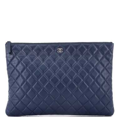 CHANEL O Case Clutch Quilted Lambskin Large