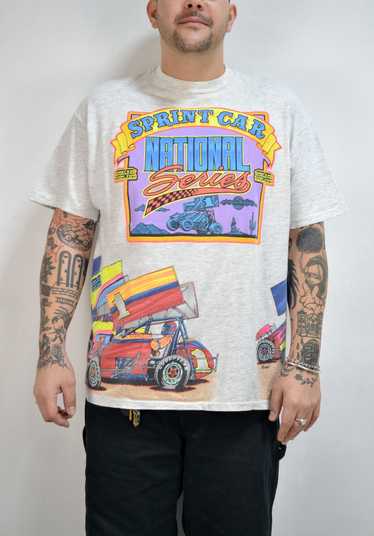 90s All Over Sprint Car Racing Tee