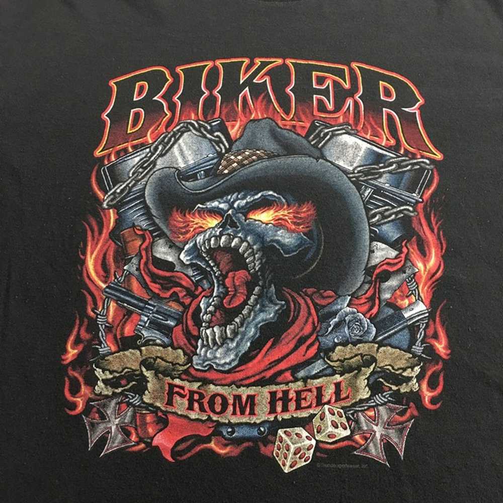 Vintage Biker From Hell Shirt Mens XL Black Thund… - image 2