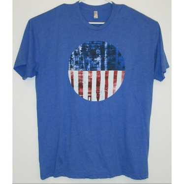 American Apparel Blue Flag Print Patriotic USA Sin