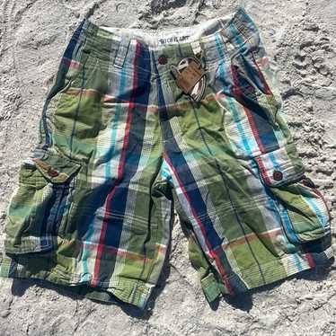 Red yellow green blue white square shorts vintage 