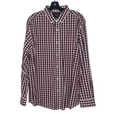 Nat Nast Nat Nast Men's Maroon Gingham Long Sleeve