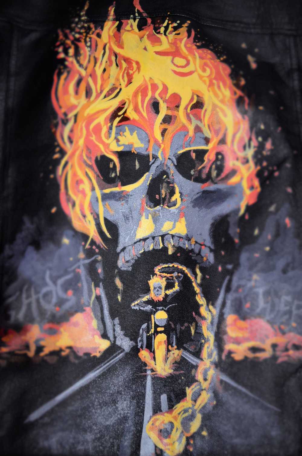 Arizona Jean Co. Leather Jacket Black Original hand painted Ghost Rider