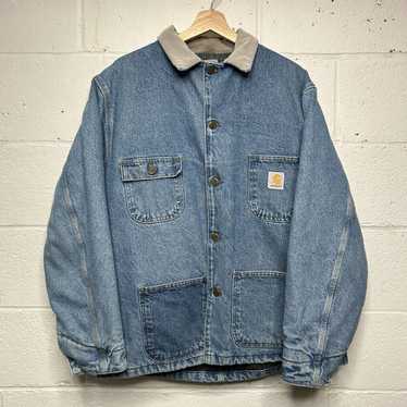 ジャケット・アウター carhartt denimcoverall 70s chorecoat USA Vintage Carhartt Blue Denim Chore Jacket Southwestern