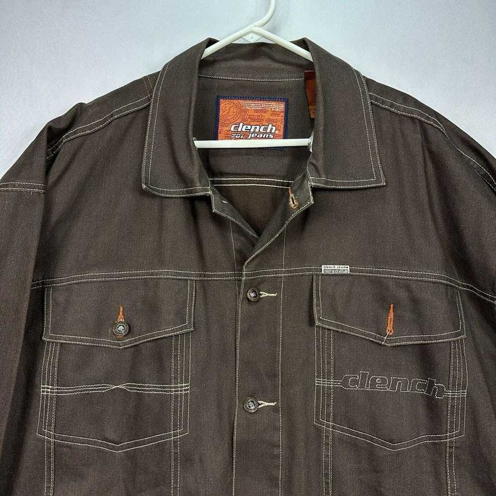 Clench 701 Jeans Brown Denim Jacket Button Up Men… - image 5