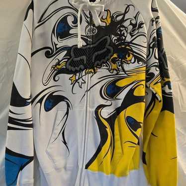 Y2K fox racing zip up hoodie skater essential Size | Depop