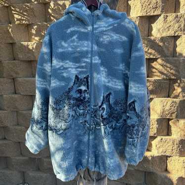 Vintage wolf print fleece - Gem Vintage wolf print fleece - Gem