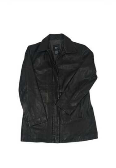 ジャケット・アウター 90s GAP leather coat Vintage GAP Leather Jacket Black Bomber Coat X-large Youth