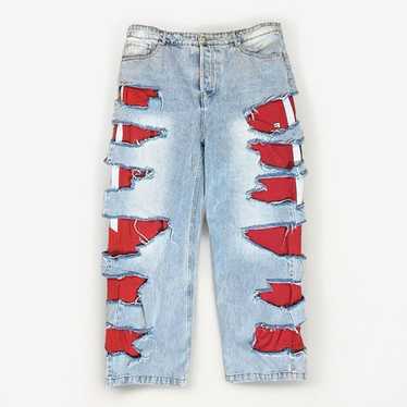 パンツ BALENCIAGA DENIM TRACK PANTS 2021 Balenciaga Unisex Distressed Track Denim