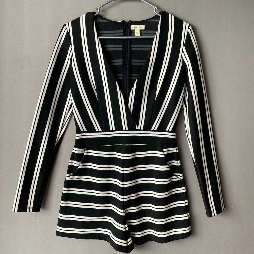 Silence + Noise sz S black white strip long sleev… - image 1