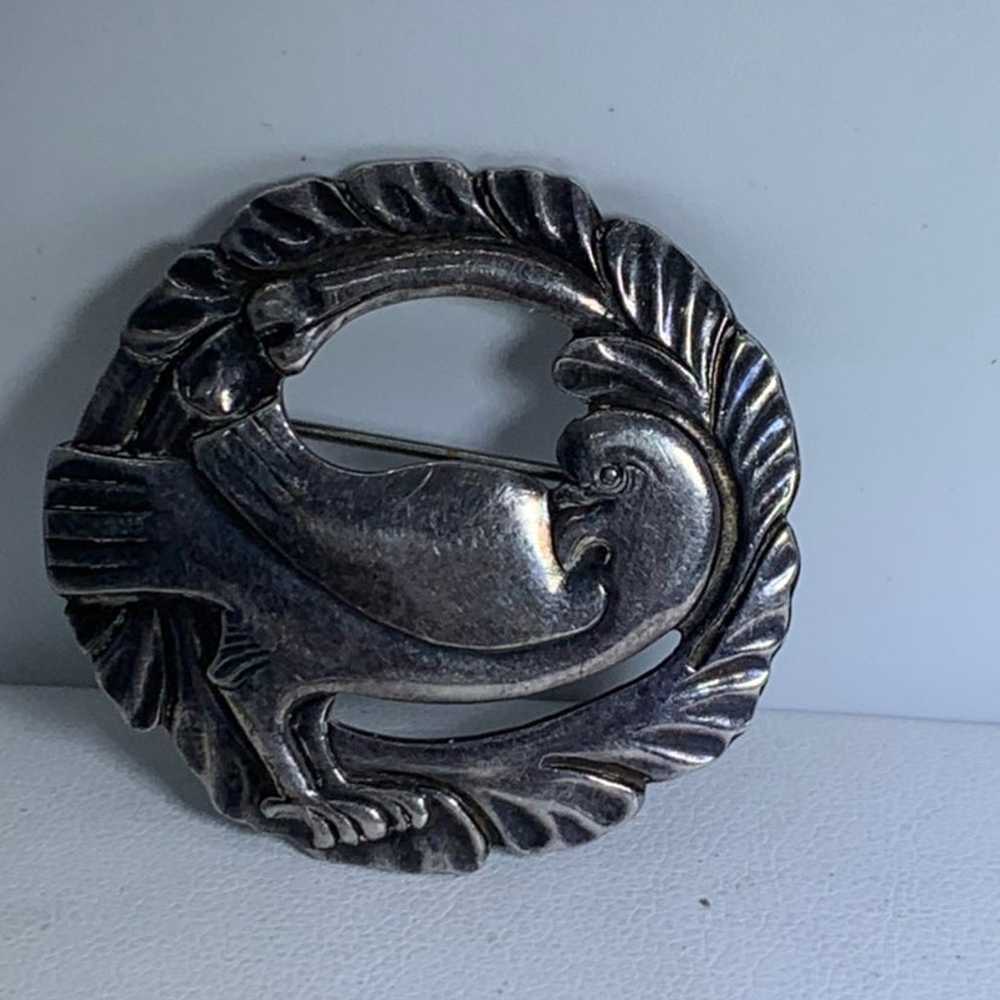 Vtg Sterling Silver Bird Danish BRKS - image 1