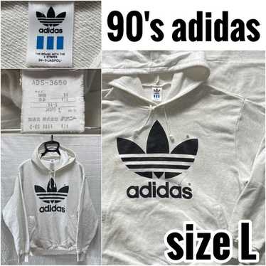Vintage 90s Adidas Sherpa Hoodie Jacket Down Zipper Big Logo