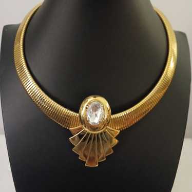 Kenneth Jay Lane for Avon Gold Tone Rhinestone Ne… - image 1