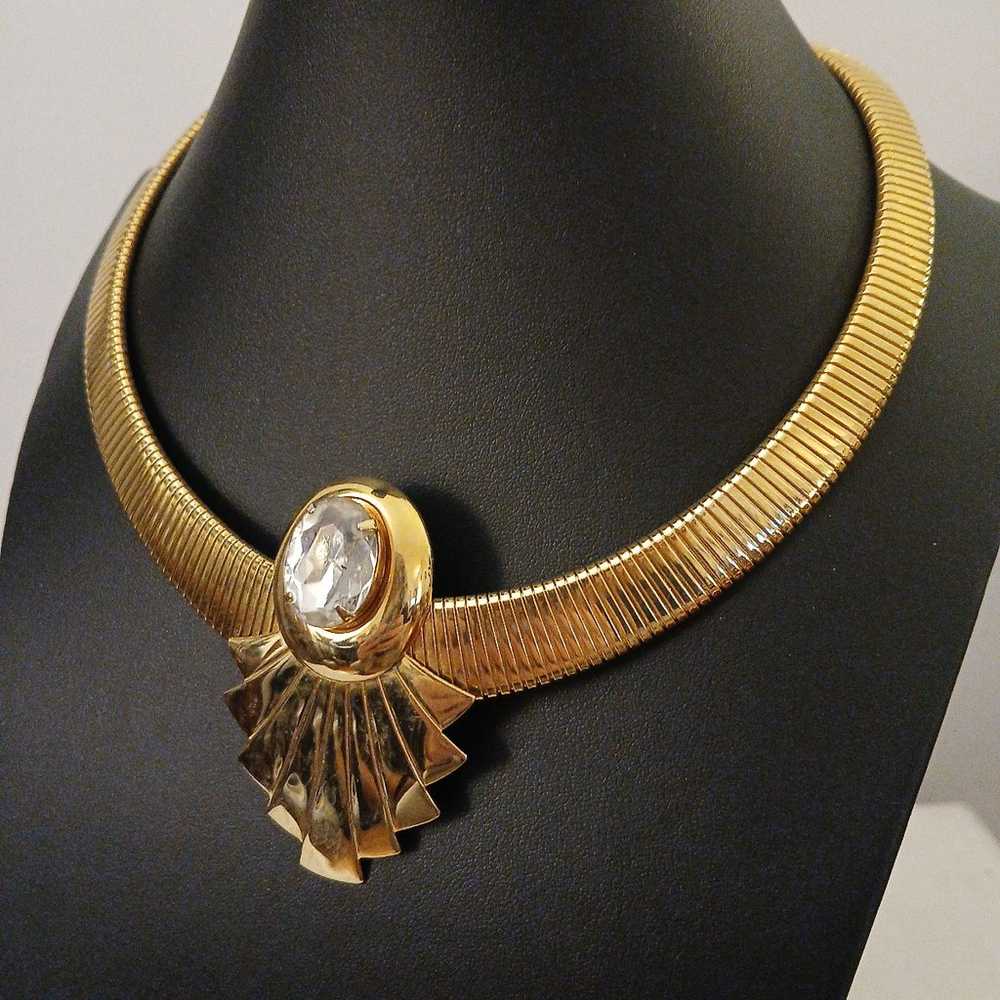 Kenneth Jay Lane for Avon Gold Tone Rhinestone Ne… - image 2