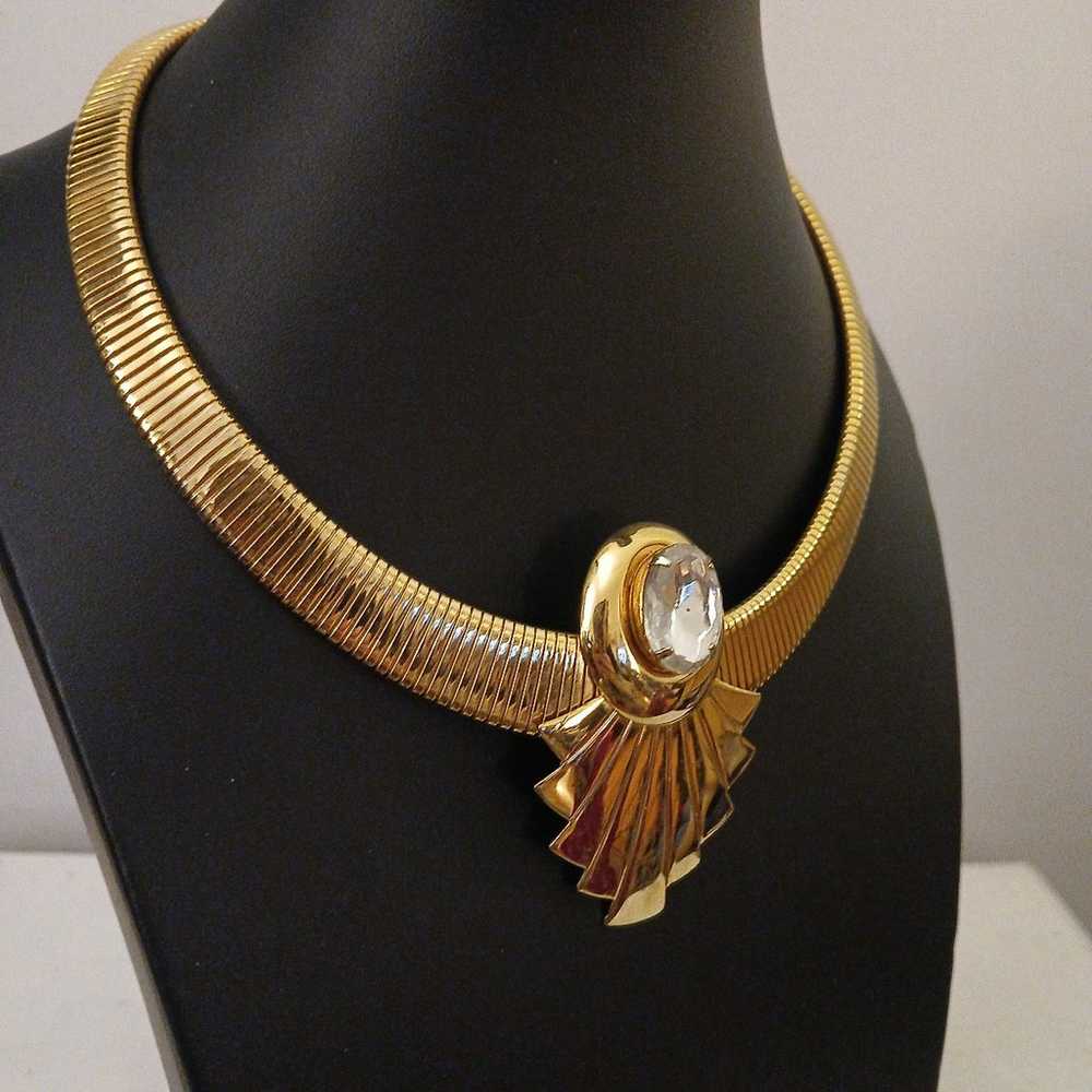 Kenneth Jay Lane for Avon Gold Tone Rhinestone Ne… - image 3