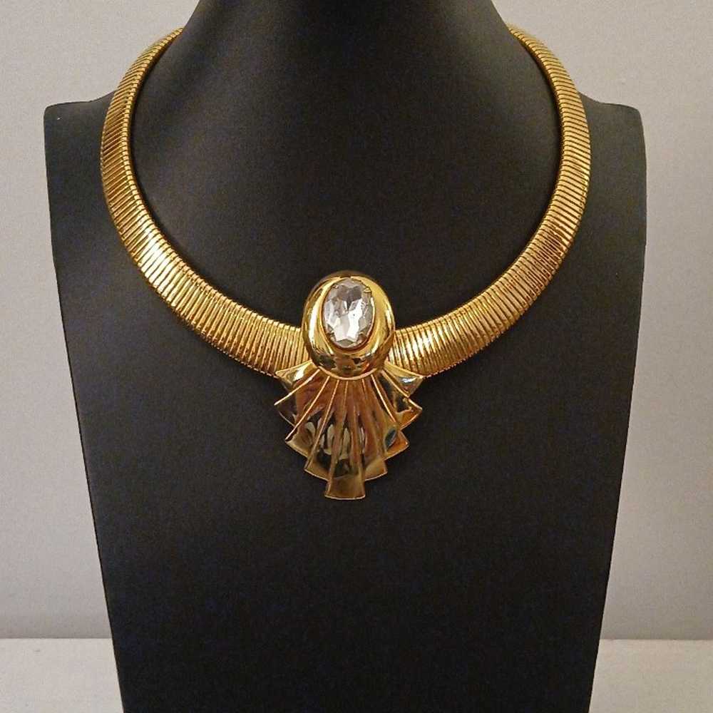 Kenneth Jay Lane for Avon Gold Tone Rhinestone Ne… - image 4