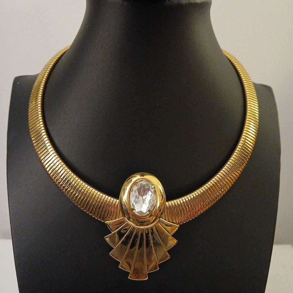 Kenneth Jay Lane for Avon Gold Tone Rhinestone Ne… - image 5