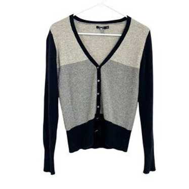 Apt 9 Cashmere Gray & Black Color Block Button V-… - image 1