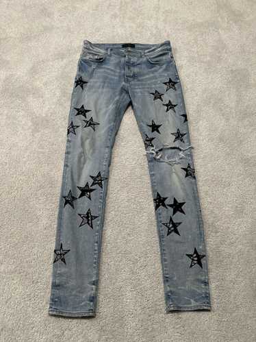 パンツ AMIRI BLUE BANDANA STAR JEANS 28 Amiri Blue Bandana Star Jeans Light Indigo Pre-Owned