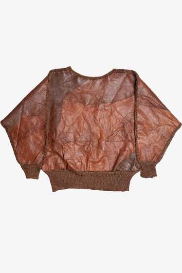 Vintage Leather & Crochet Patchwork Sweater (1980s