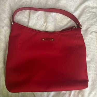 VINTAGE RED KATE SPADE NY RED NYLON AND LEATHER SH