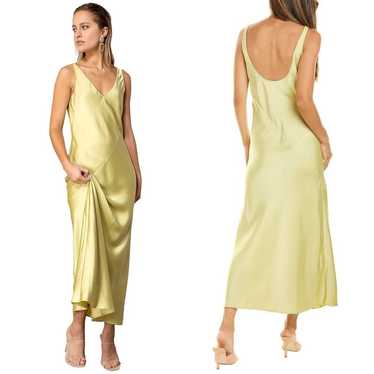 Line & Dot Sidney Satin Maxi Dress Chartreuse Wom… - image 1