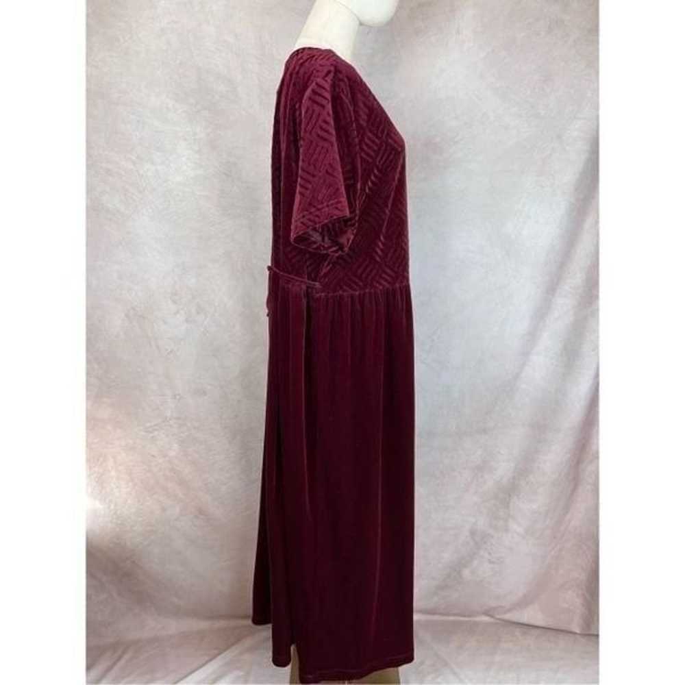 Vintage 1990s Plus Size Red Burgundy Velvet Dress - image 3