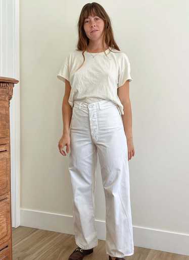 The Ludlow Shop Cotton Sailor Trouser - White