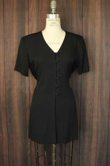 Vintage 1980s 1990s CDC Black Tunic Style Shirt wi