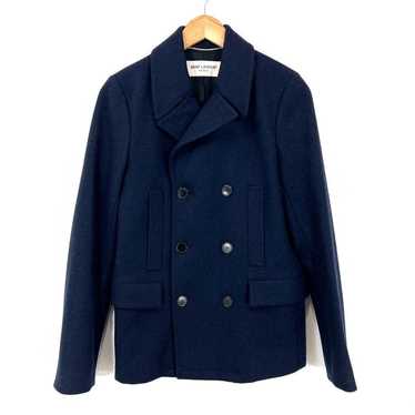 コート Saint Laurent Navy blue wool oversize coat Vintage 1980s Yves Saint Laurent Navy Wool Overcoat - Etsy