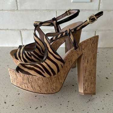 Vince Camuto VC-Deville Tan/Brown Leather Zebra P… - image 1