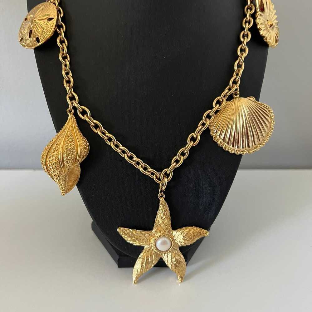 Gold Kenneth Jay Lane Royal Sea Necklace - image 3
