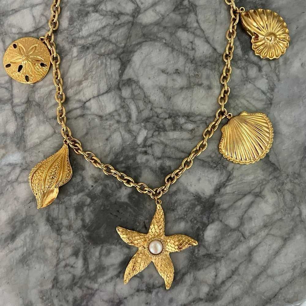 Gold Kenneth Jay Lane Royal Sea Necklace - image 8