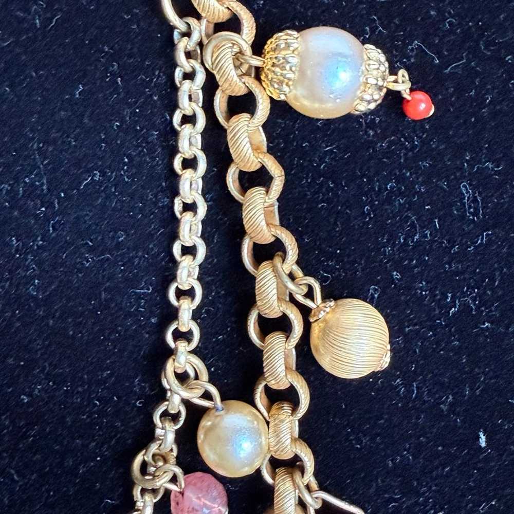 MIRIAM HASKELL Beaded Layers Necklace Red And Whi… - image 4