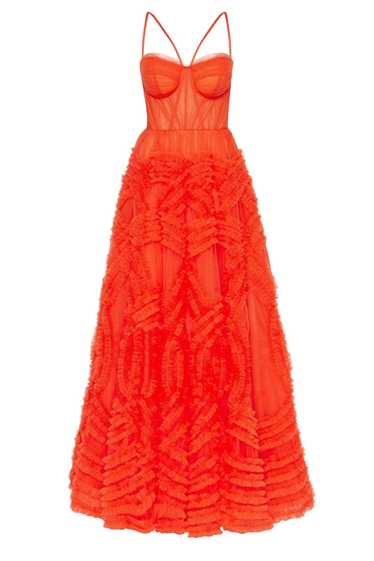 Milla Tangerine Tulle Ornament Maxi Dress