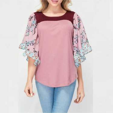 Other NWT New Baea Color Block Flutter Sleeve Siz… - image 1