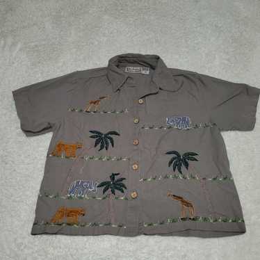 Vintage Embroidered Animal safari shirt