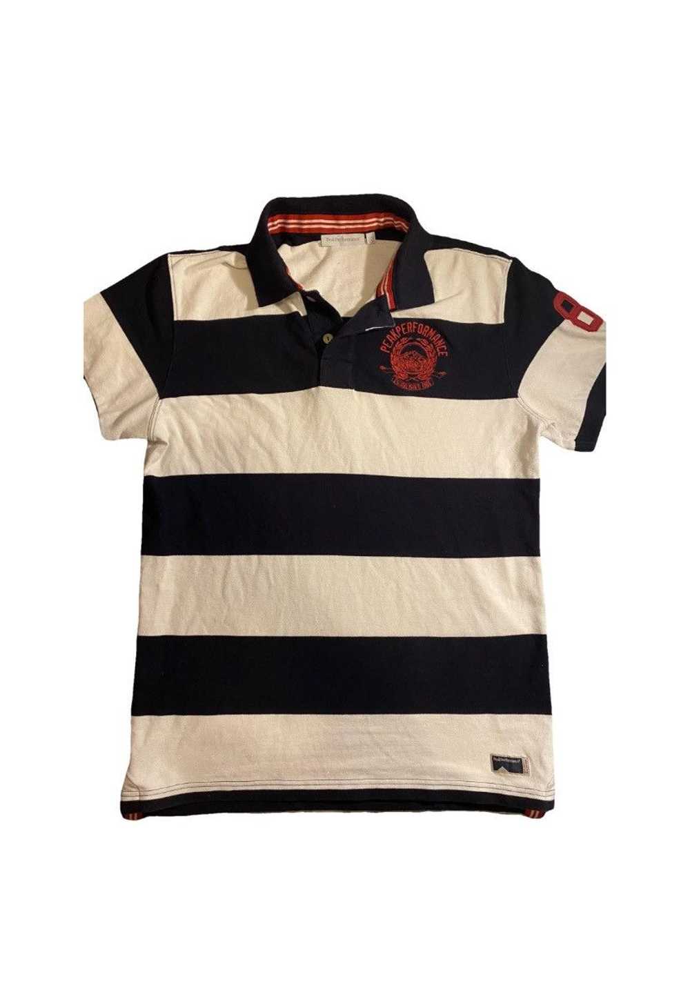 Peak Performance × Streetwear × Vintage Vintage Peak Performance Rugby Polo Shirt–Striped Navy/White