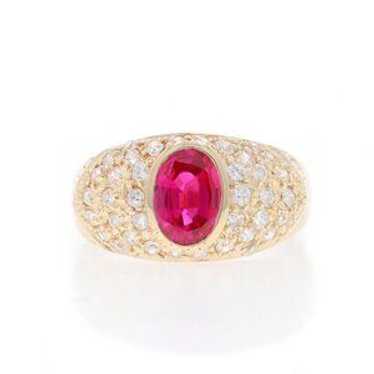 Yellow Gold Lab-Created Ruby & Cubic Zirconia Rin… - image 1