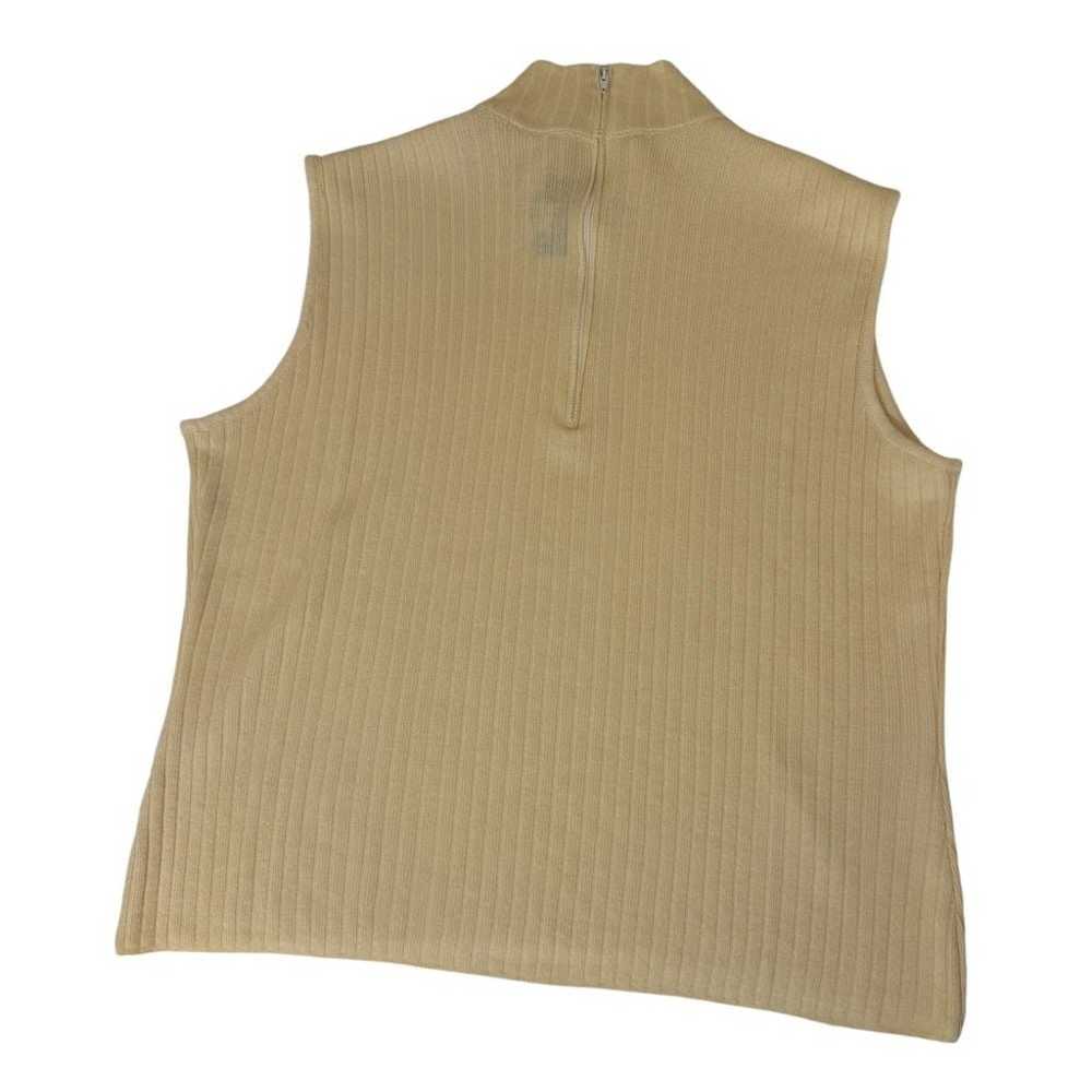 Vintage St. John Cream Zip Back Mock Ribbed Sleev… - image 3