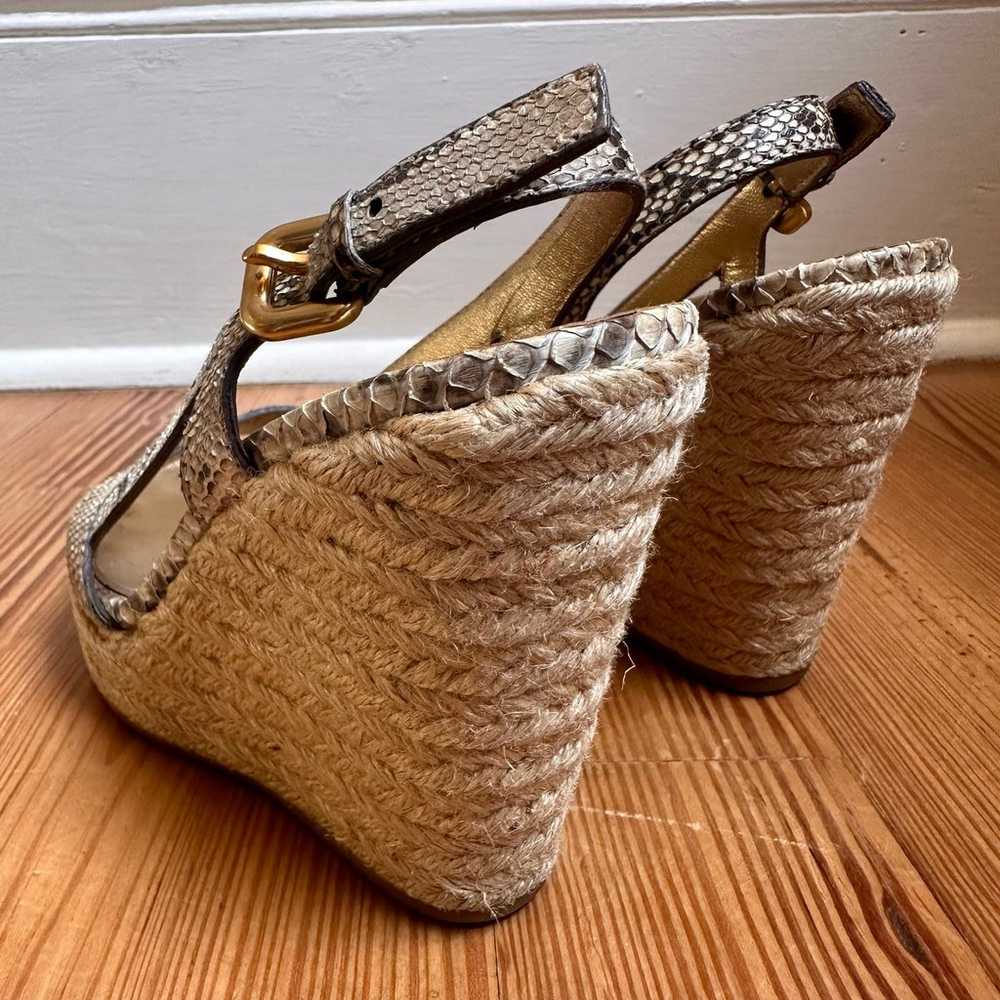 Prada beige snake skin leather espadrille sling b… - image 4