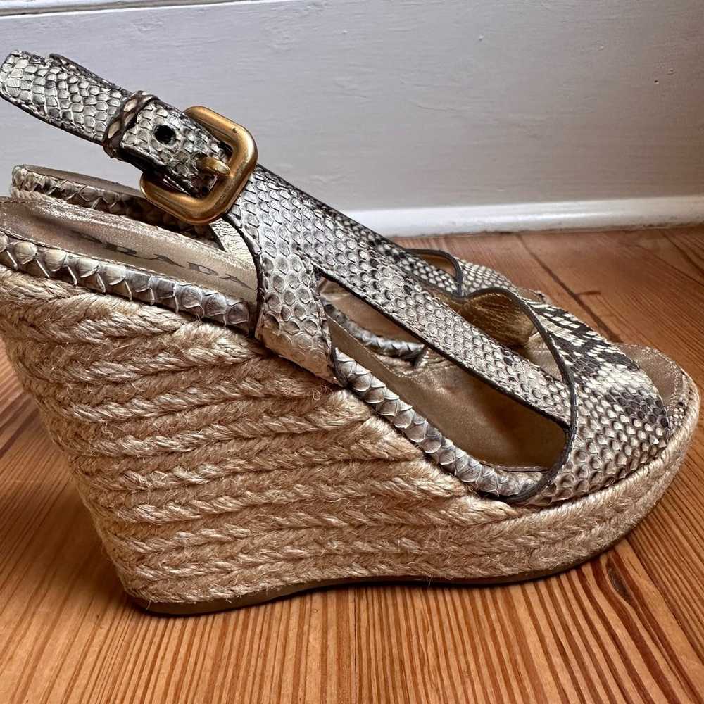 Prada beige snake skin leather espadrille sling b… - image 5