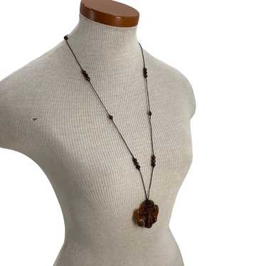 Vintage Chinese bat brown Dyed agate Necklace