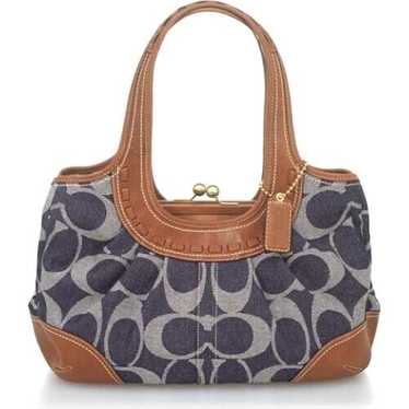 バッグ Coach Ergo Signature C Canvas Denim Bag Coach 12748 Ergo Signature C Canvas Denim Blue w/Leather